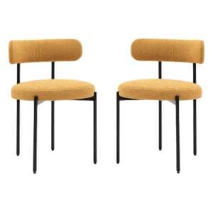 Arras Ochre Polyester Fabric Dining Chairs In Pair - UK