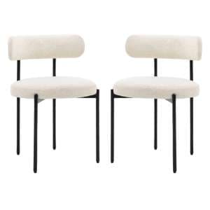 Arras Vanilla Polyester Fabric Dining Chairs In Pair - UK