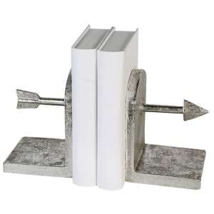Arrow Poly Bookend Sculpture In Antique Silver And White