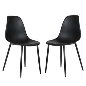 Arta Curve Black Plastic Seat Dining Chairs In Pair - UK