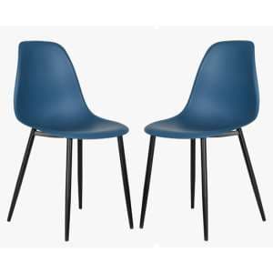 Arta Curve Blue Plastic Seat Dining Chairs In Pair - UK