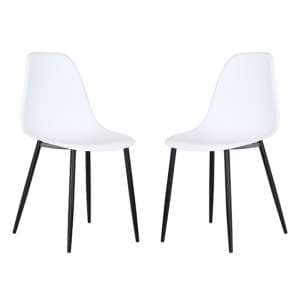 Arta Curve White Plastic Seat Dining Chairs In Pair - UK