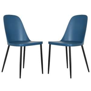 Arta Duo Blue Plastic Seat Dining Chairs In Pair - UK