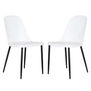 Arta Duo White Plastic Seat Dining Chairs In Pair - UK