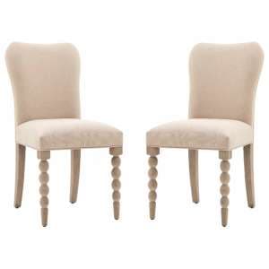 Arta Natural Fabric Dining Chairs In Pair - UK