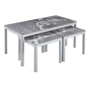Arta Sintered Stone Coffee Table With 2 Side Tables In Grey - UK