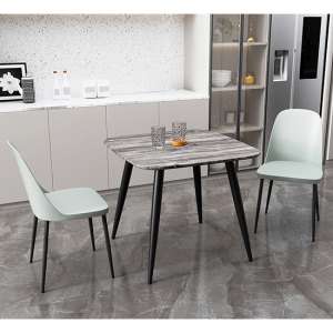 Arta Square Grey Oak Dining Table With 2 Curve Grey Chairs - UK