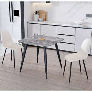 Arta Square Grey Oak Dining Table With 2 Duo Calico Chairs - UK