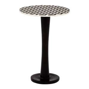 Artok Round Wooden Side Table In White And Black - UK