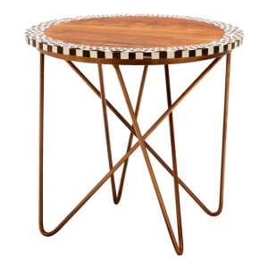 Artok Round Wooden Side Table With Black Legs In Natural - UK