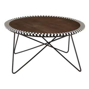 Artok Round Wooden Coffee Table With Black Legs In Natural - UK