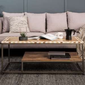 Artok Wooden Coffee Table With Black Metal Legs In Natural - UK