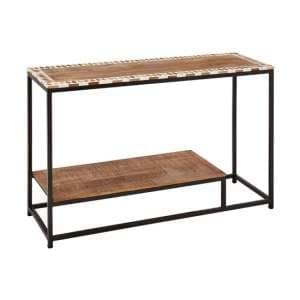 Artok Wooden Console Table With Black Metal Legs In Natural - UK