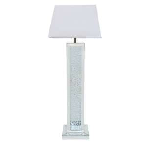 Arvada White Shade Floor Lamp With Mirrored Pillar Base - UK