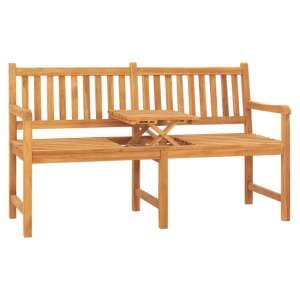 Arya Wooden 3 Seater Garden Bench With Tea Table In Natural - UK