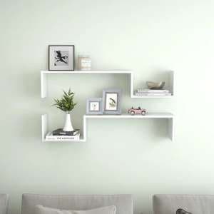 Arzon Set Of 2 High Gloss Wall Shelf In White