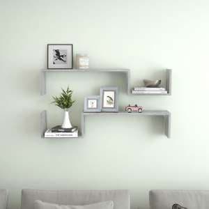 Arzon Set Of 2 Wooden Wall Shelf In Concrete Effect