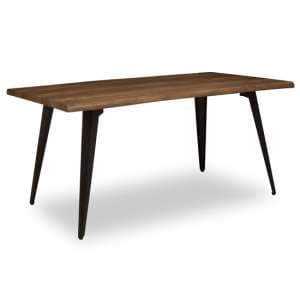 Asana Rectangular Wooden Dining Table With Metal Legs In Brown