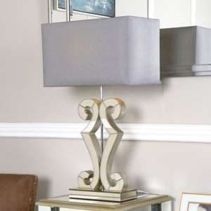 Asbury Grey Velvet Shade Table Lamp With Clear Glass Base