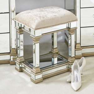 Asbury Mirrored Dressing Stool In Champagne