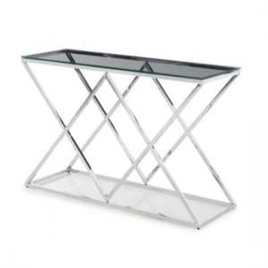 Vauxhall Glass Console Table In Clear With Polished Steel Frame - UK