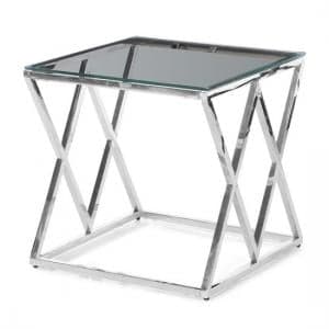 Vauxhall Glass Side Table In Clear With Polished Steel Frame - UK