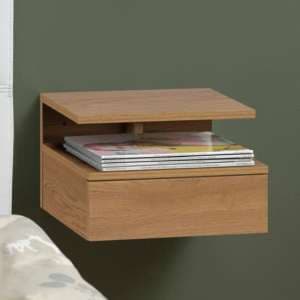 Ashanti Wall Hung Wooden Bedside Cabinet In Matt Wild Oak - UK