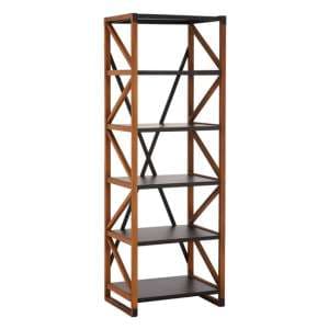 Ashbling 5 Tiers Wooden Bookcase In Natural And Black - UK