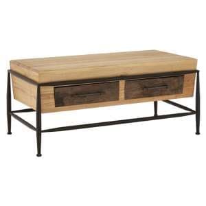 Ashbling Wooden Coffee Table With 2 Drawers In Natural - UK