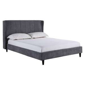 Ashburton Velvet Fabric Double Bed In Dark Grey - UK