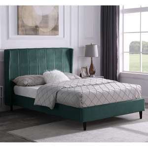 Ashburton Velvet Fabric King Size Bed In Green - UK