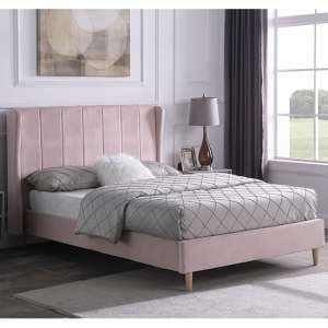 Ashburton Velvet Fabric King Size Bed In Pink - UK