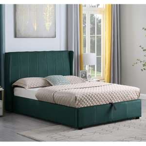 Ashburton Velvet Fabric Storage King Size Bed In Green - UK