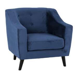 Arabella Velvet Fabric 1 Seater Sofa In Blue - UK