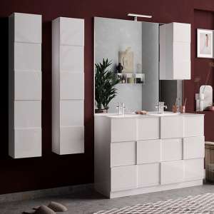 Aleta 120cm High Gloss Floor Bathroom Furniture Set 1 In White