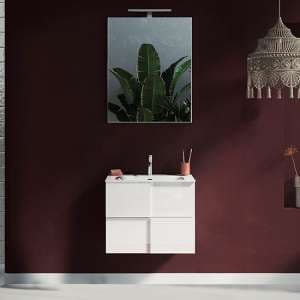 Aleta 60cm High Gloss Wall Bathroom Furniture Set In White