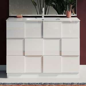 Aleta High Gloss 100cm Floor Vanity Unit And 3 Drawer In White