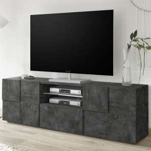 Aleta Wooden Large TV Stand In Oxide With 2 Doors 1 Drawer