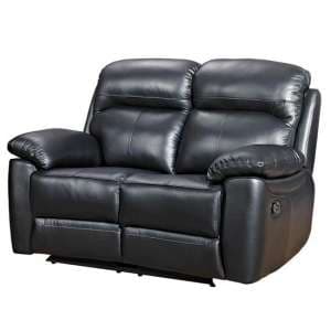 Astona Leather 2 Seater Fixed Sofa In Black