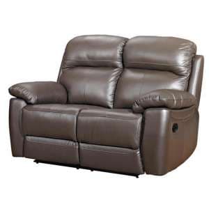 Astona Leather 2 Seater Fixed Sofa In Brown