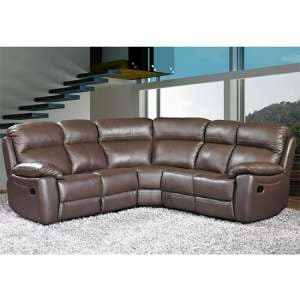 Astona Leather Corner Recliner Sofa In Brown