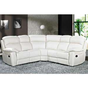 Astona Leather Corner Recliner Sofa In Ivory