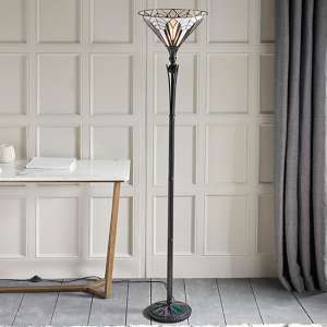 Astoria Tiffany Glass Uplighter Floor Lamp In Black