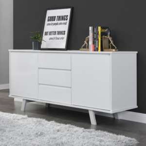 Astrik High Gloss Sideboard With 2 Doors 3 Drawers In White