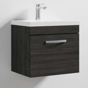 Athenia 50cm 1 Drawer Wall Vanity With Basin 1 In Black - UK