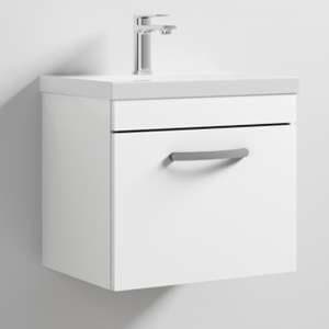 Athenia 50cm 1 Drawer Wall Vanity With Basin 1 In Gloss White - UK
