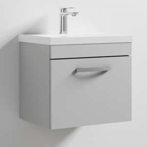 Athenia 50cm 1 Drawer Wall Vanity With Basin 1 In Grey Mist - UK