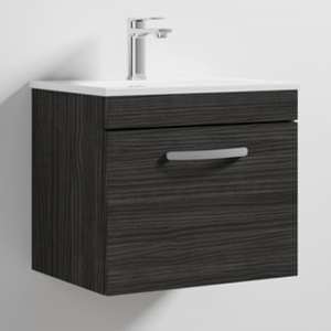 Athenia 50cm 1 Drawer Wall Vanity With Basin 2 In Black - UK