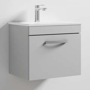 Athenia 50cm 1 Drawer Wall Vanity With Basin 2 In Grey Mist - UK
