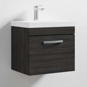 Athenia 50cm 1 Drawer Wall Vanity With Basin 3 In Black - UK